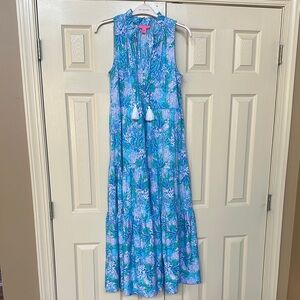 Lilly Pulitzer Malone Maxi Dress Las Olas Aqua Strong Current Sea